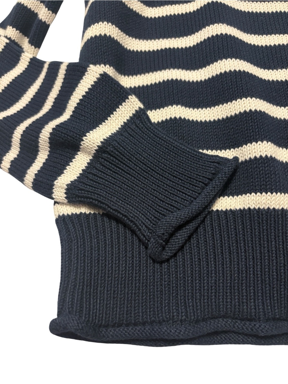 J. Crew New Heritage Rollneck Sweater in Stripe Size S Navy White Nautical NWT - Picture 4 of 8
